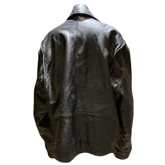 Eagle Leather Black Motorcycle Biker Jacket Coat Mens Size 56 Vintage Unisex - Picture 3 of 9
